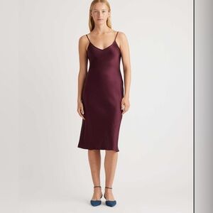 Quince Washable Silk Slip Dress, Wine
